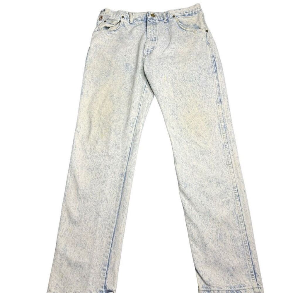 Vintage Wrangler Rugged Wear Acid Wash Jeans Mens 38x32 MADE IN USA 1980s